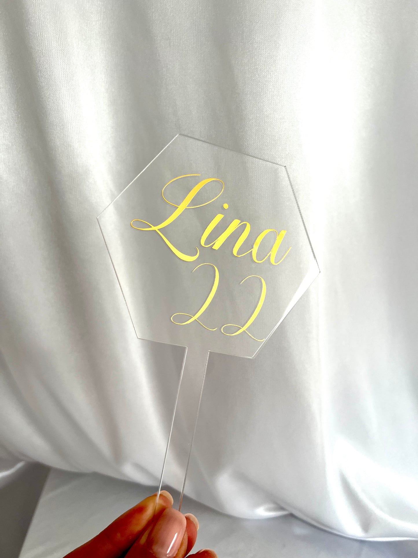 Personalisierter Caketopper - Acryl/Hexagon