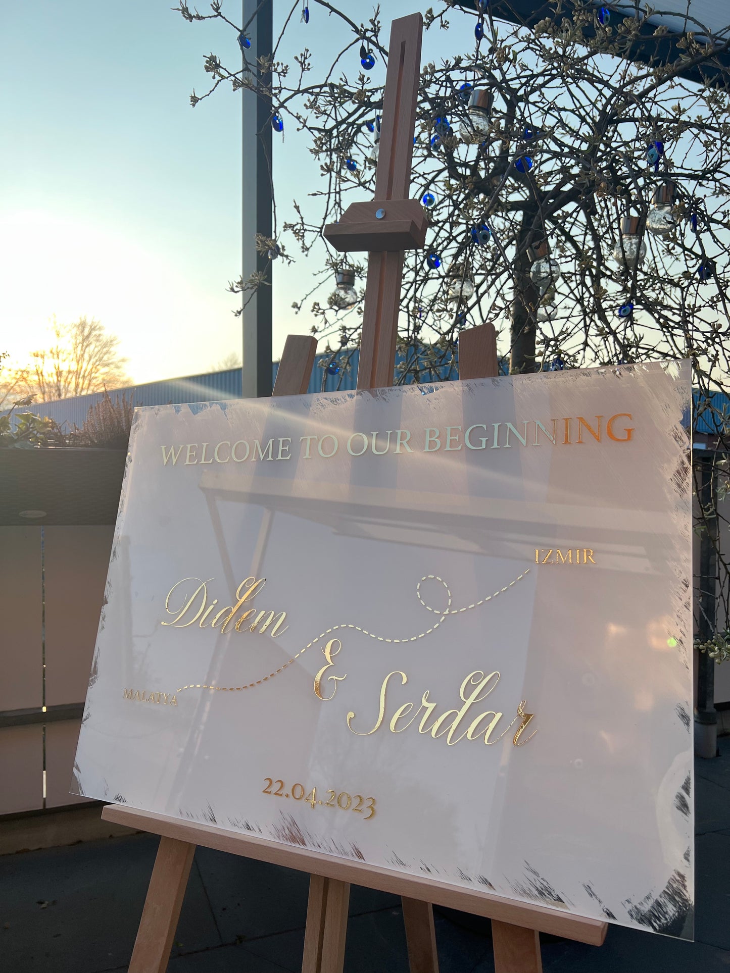Willkommenstafel/Empfangstafel aus Acryl transpartent - für Hochzeiten oder sonstige Anlässe