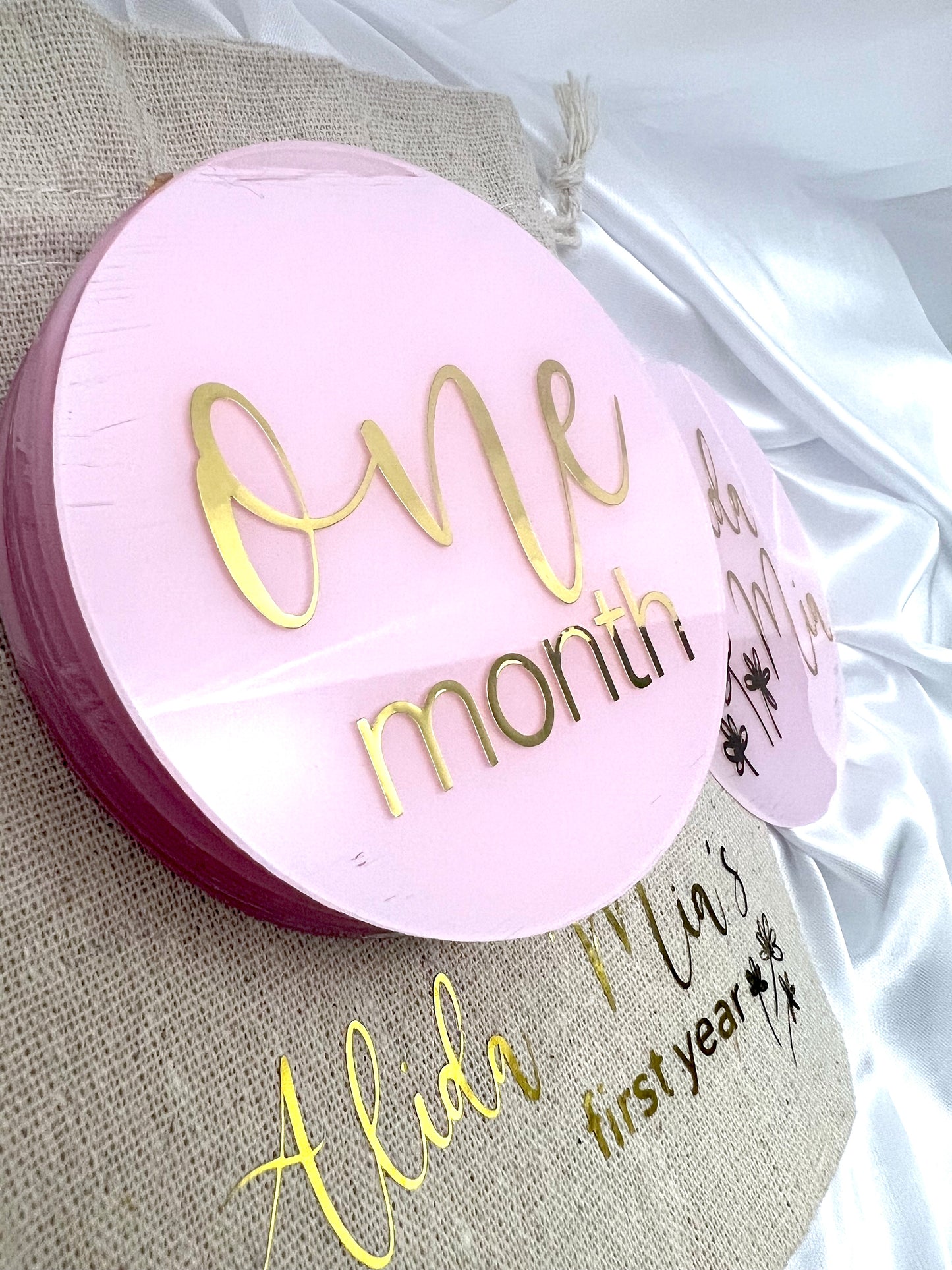 Personalisierte Meilensteinkarten für Babys erstes Jahr - Acrylplatte