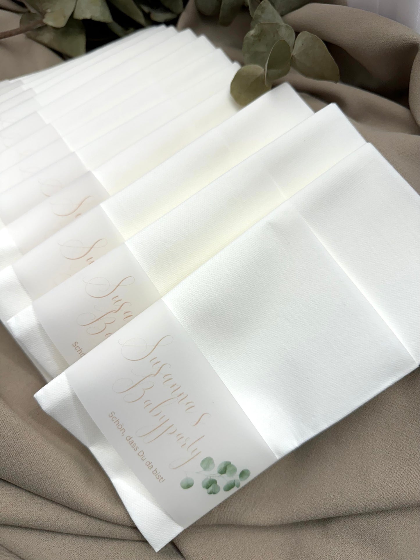 Serviettenbanderole Babyshower - transparent