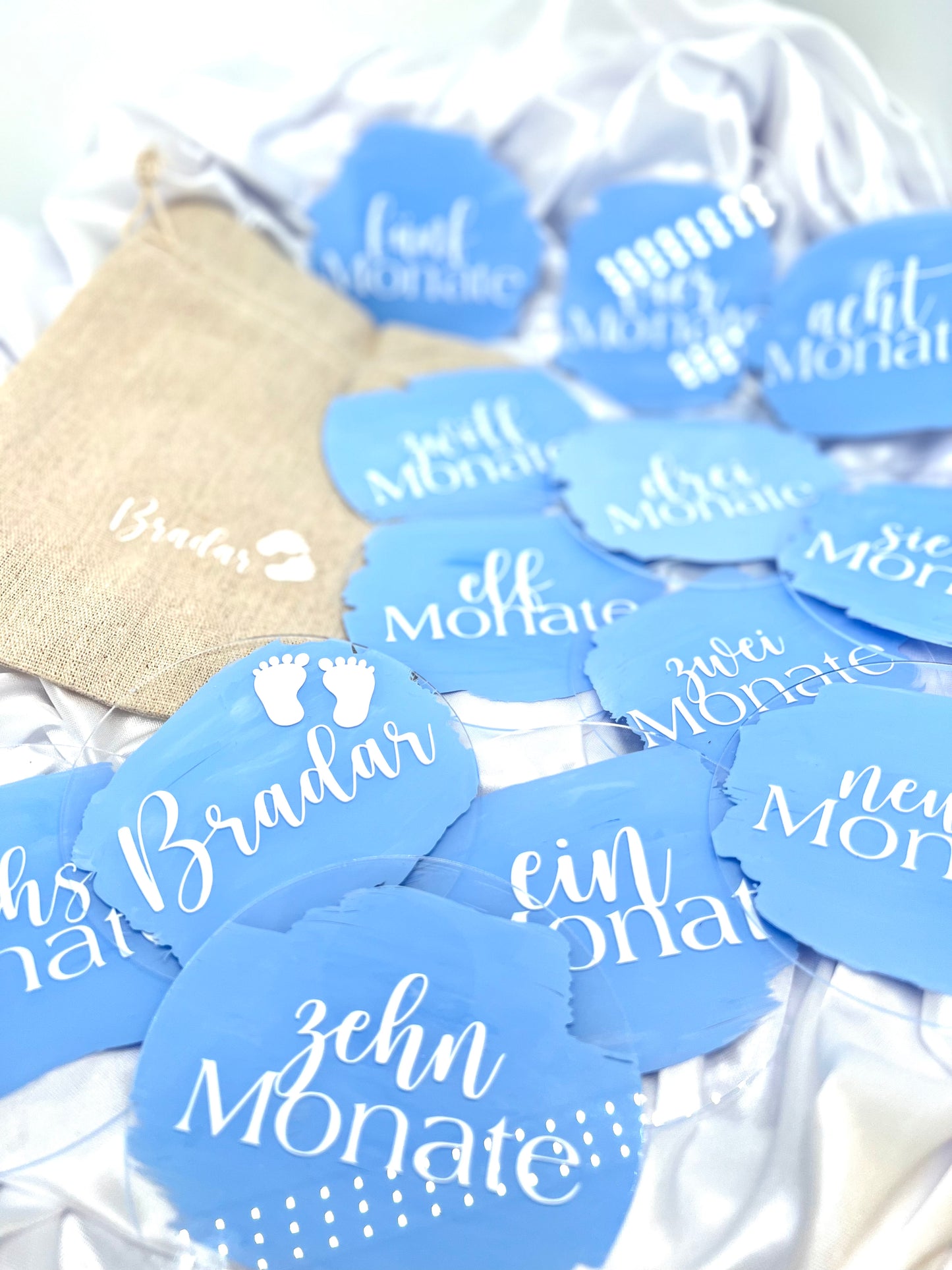 Personalisierte Meilensteinkarten für Babys erstes Jahr - Acrylplatte