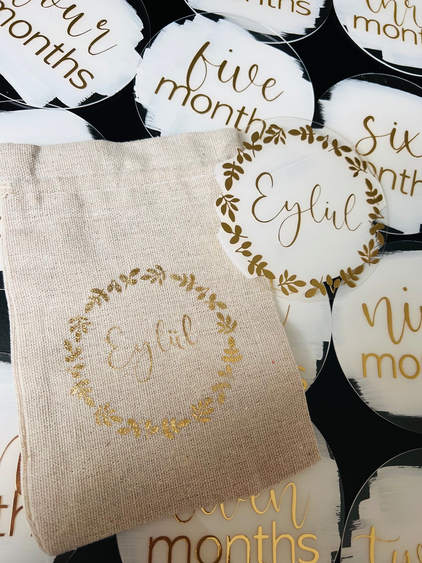 Personalisierte Meilensteinkarten für Babys erstes Jahr - Acrylplatte