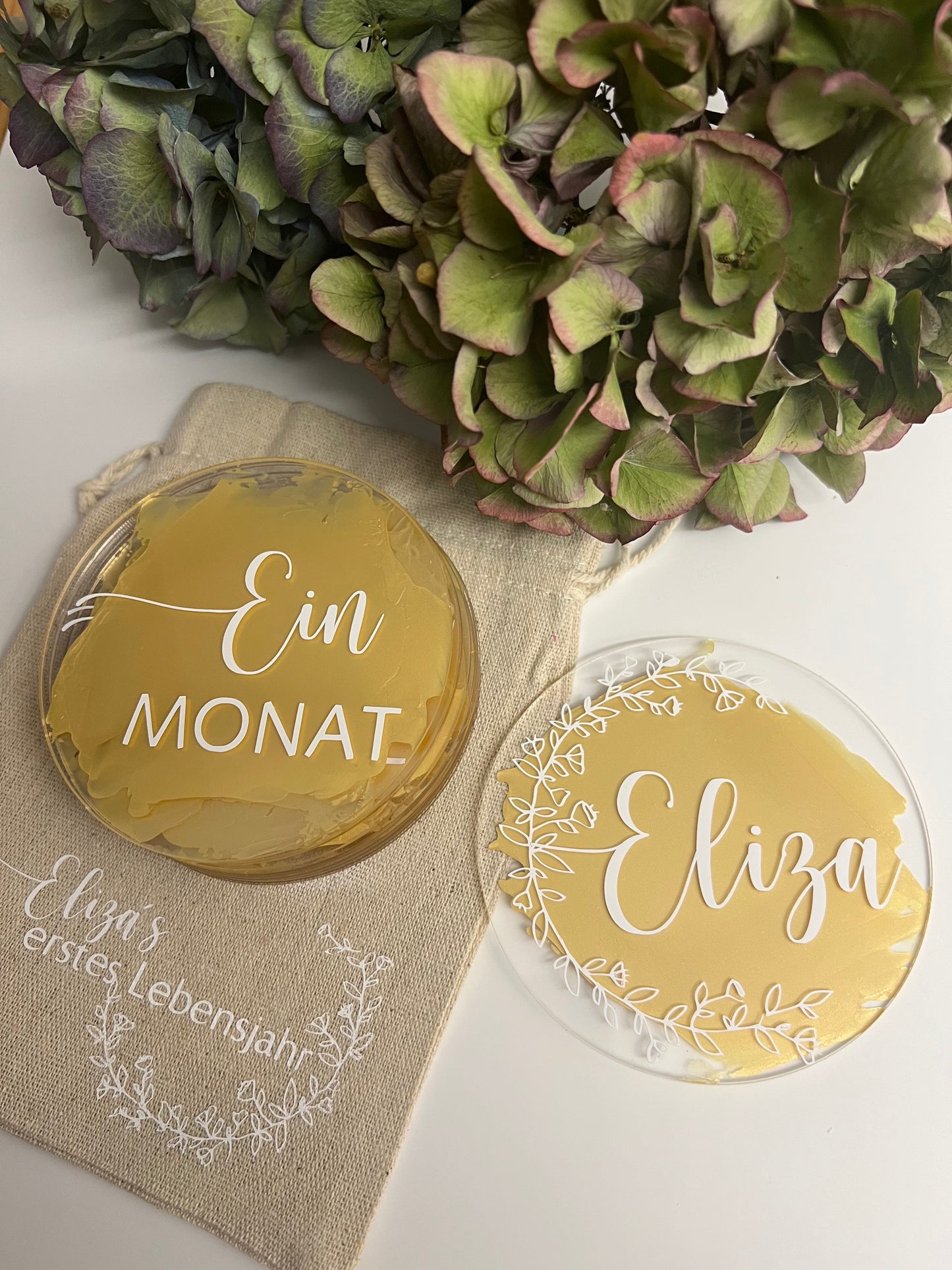 Personalisierte Meilensteinkarten für Babys erstes Jahr - Acrylplatte