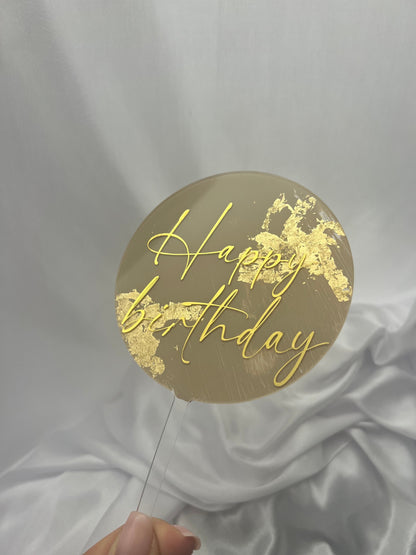 Personalisierter Caketopper mit Blattgold - Acryl/rund