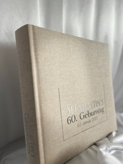 Hochwertiges Gästebuch mit einem Hardcover aus Leinen (personalisiert)